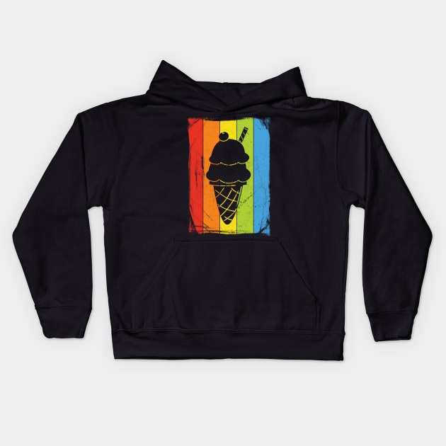 Rainbow Ice Cream Distressed Kids Hoodie by fizzyllama